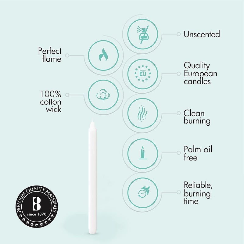 BOLSIUS White Candlesticks Bulk Pack 50 Count - Unscented Dripless 11.5 Inch Household & Dinner Candle Set - 12+ Burn Hours - Premium European Quality - Consistent Smokeless Flame - 100% Cotton Wick - Image 3